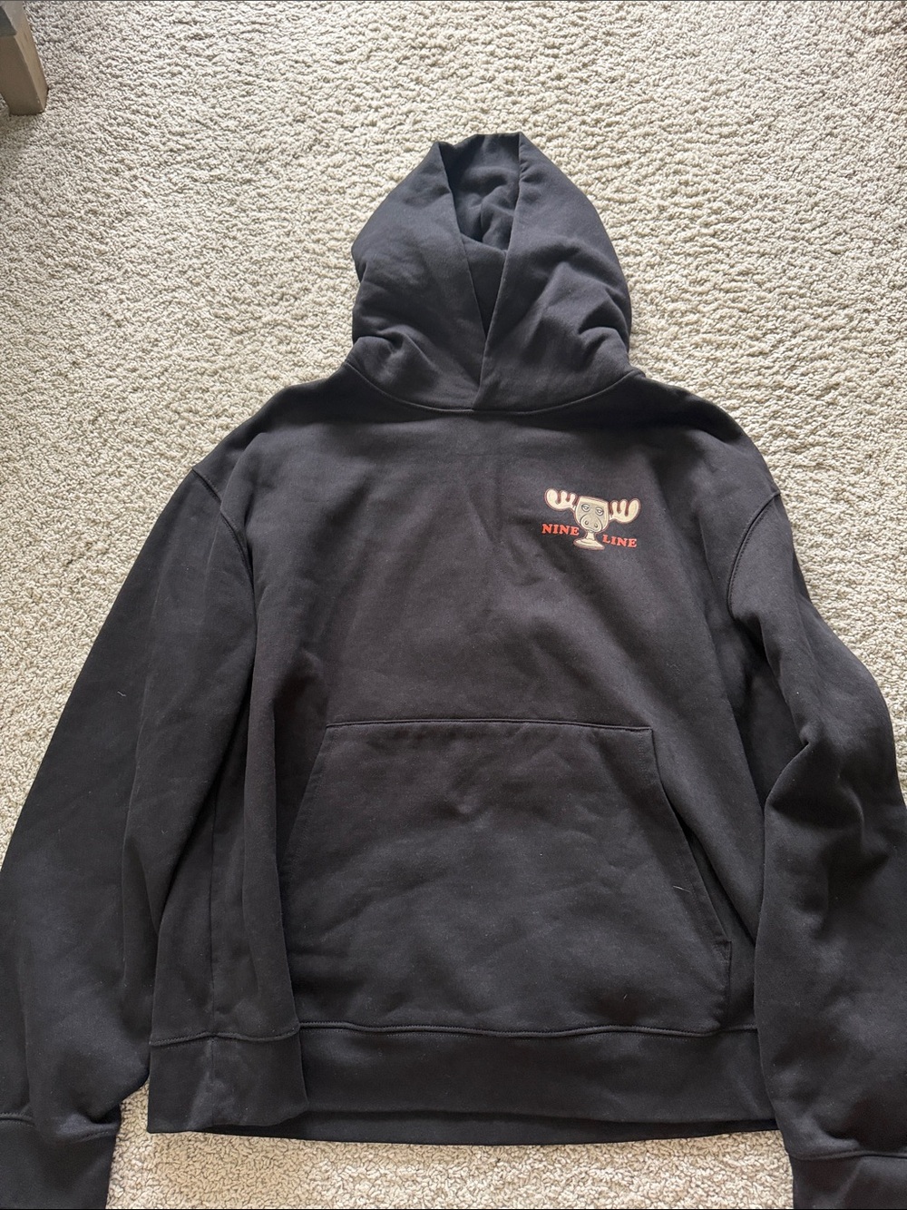 Nine Line Men's Black Hoodie with Moose Logo